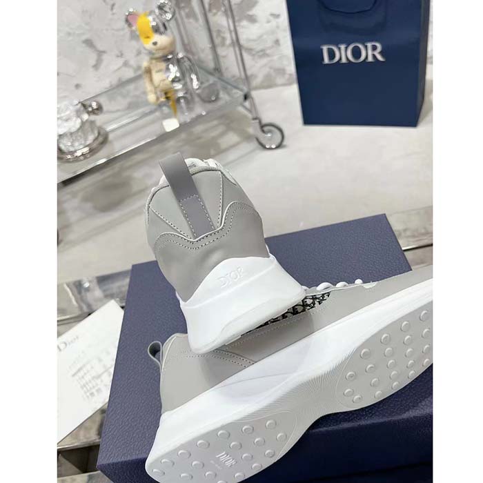 Dior Unisex B25 Runner Sneaker Grey White Smooth Calfskin Beige Black Oblique Jacquard Reference 3SN299ZIR_H165 (5)