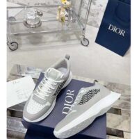 Dior Unisex B25 Runner Sneaker Grey White Smooth Calfskin Beige Black Oblique Jacquard Reference 3SN299ZIR_H165 (3)