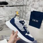 Dior Unisex CD B27 Low-Top Sneaker White Smooth Calfskin Blue Denim Oblique Galaxy Leather Reference: 3SN272ZAC_H580 - Imagen 6