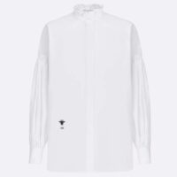 Dior Women CD Blouse White Cotton Poplin Bee Loose Fit Long Sleeves (9)