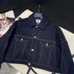 Dior Men CD Cropped Jacket Deep Blue Cotton Denim Bee Unlined – Image 3