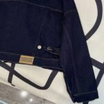 Dior Men CD Cropped Jacket Deep Blue Cotton Denim Bee Unlined – Image 8