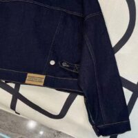 Dior Women CD Cropped Jacket Deep Blue Cotton Denim Bee Unlined (13)