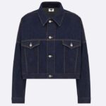 Veste courte CD Dior Femme en denim de coton bleu foncé Bee non doublée