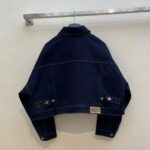 Dior Men CD Cropped Jacket Deep Blue Cotton Denim Bee Unlined – Image 6