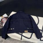 Dior Men CD Cropped Jacket Deep Blue Cotton Denim Bee Unlined – Image 4