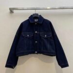 Dior Men CD Cropped Jacket Deep Blue Cotton Denim Bee Unlined – Image 5