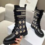 Dior Women CD D-Major Ankle Boot Black Calfskin Deep Blue Beige Embroidered Cannage Cotton Reference: KCI976CMY_S49X – Image 6