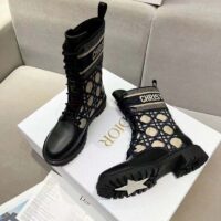 Dior Women CD D-Major Ankle Boot Black Calfskin Deep Blue Beige Embroidered Cannage Cotton Reference KCI976CMY_S49X (3)