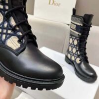 Dior Women CD D-Major Ankle Boot Black Calfskin Deep Blue Beige Embroidered Cannage Cotton Reference KCI976CMY_S49X (3)