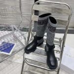 Dior Women CD D-Major Ankle Boot Black Calfskin Gray Embroidered Cannage Cotton Reference: KCI981CGY_S48X - immagine 4