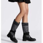 Dior Women CD D-Major Ankle Boot Black Calfskin Gray Embroidered Cannage Cotton Reference: KCI981CGY_S48X - immagine 11
