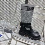 Dior Women CD D-Major Ankle Boot Black Calfskin Gray Embroidered Cannage Cotton Reference: KCI981CGY_S48X - immagine 2