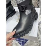 Dior Women CD D-Major Ankle Boot Black Calfskin Gray Embroidered Cannage Cotton Reference: KCI981CGY_S48X - immagine 7