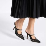 Dior Women CD Dior Capture Heeled Mule Transparent Mesh Embroidered Black Butterfly Suede Calfskin Reference: KCV032BYE_S900 - Image 10