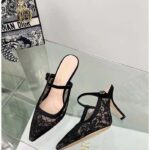 Dior Women CD Dior Capture Heeled Mule Transparent Mesh Embroidered Black Butterfly Suede Calfskin Reference: KCV032BYE_S900 - Image 4