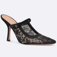 Dior Women CD Dior Capture Heeled Mule Transparent Mesh Embroidered Black Butterfly Suede Calfskin Reference KC (6)