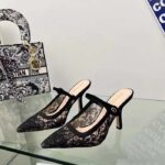 Dior Women CD Dior Capture Heeled Mule Transparent Mesh Embroidered Black Butterfly Suede Calfskin Reference: KCV032BYE_S900 - Image 3