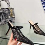 Dior Women CD Dior Capture Heeled Mule Transparent Mesh Embroidered Black Butterfly Suede Calfskin Reference: KCV032BYE_S900 - Image 6