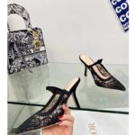 Dior Women CD Dior Capture Heeled Mule Transparent Mesh Embroidered Black Butterfly Suede Calfskin Reference: KCV032BYE_S900 - Image 7