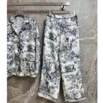 Dior Women CD Dior Chez Moi Pants White Silk Twill Navy Blue Toile De Jouy - Image 3