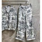 Dior Women CD Dior Chez Moi Pants White Silk Twill Navy Blue Toile De Jouy - Image 2