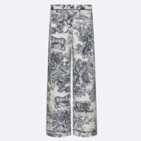 Dior Women CD Dior Chez Moi Pants White Silk Twill Navy Blue Toile De Jouy (11)