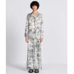Dior Women CD Dior Chez Moi Pants White Silk Twill Navy Blue Toile De Jouy - Image 11