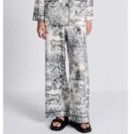 Dior Women CD Dior Chez Moi Pants White Silk Twill Navy Blue Toile De Jouy - Image 12
