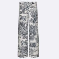 Dior Women CD Dior Chez Moi Pants White Silk Twill Navy Blue Toile De Jouy (4)