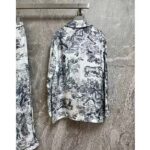 Dior Women CD Dior Chez Moi Shirt White Navy Blue Toile De Jouy Silk Twill - immagine 4