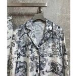 Dior Women CD Dior Chez Moi Shirt White Navy Blue Toile De Jouy Silk Twill - immagine 5