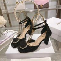 Dior Women CD Dior Rose Pump Black Suede Calfskin Strass White Resin Pearls Reference KCB876CST_S05X (5)