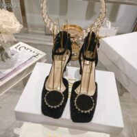 Dior Women CD Dior Rose Pump Black Suede Calfskin Strass White Resin Pearls Reference KCB876CST_S05X (5)