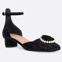 Dior Women CD Dior Rose Pump Black Suede Calfskin Strass White Resin Pearls Reference KCB876CST_S05X (5)