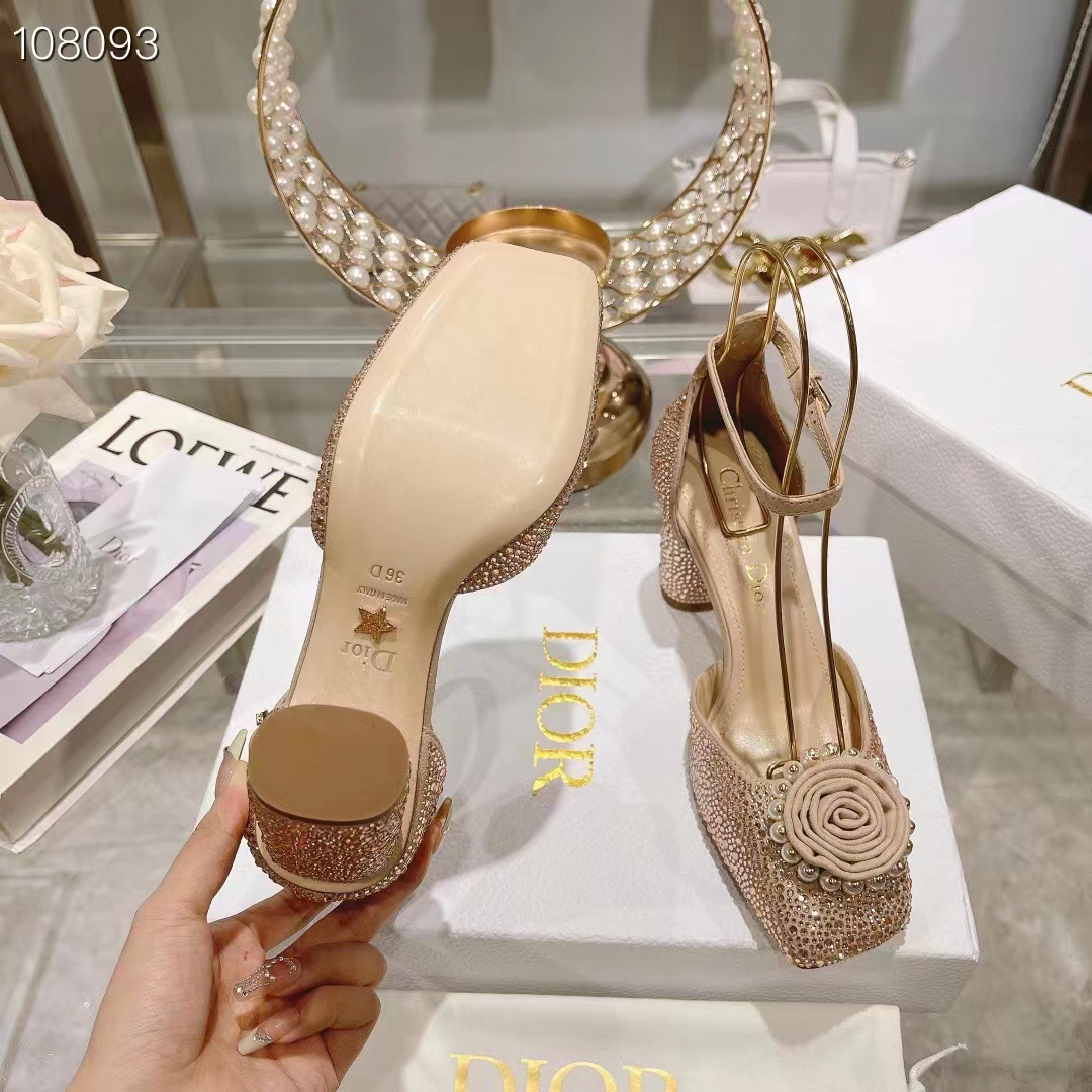 Dior Women CD Dior Rose Pump Nude Suede Calfskin Strass White Resin Pearls Reference KCB876CST_S55U (7)