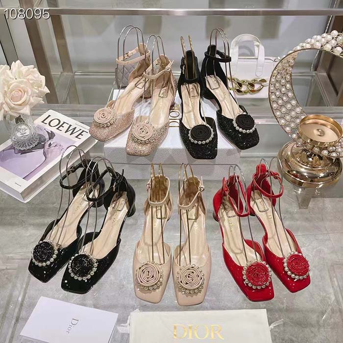 Dior Women CD Dior Rose Pump Nude Suede Calfskin Strass White Resin Pearls Reference KCB876CST_S55U