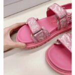 Dior Women CD Dioract Sandal Technical Fabric Fuchsia Pink Allover Butterfly Print - immagine 10