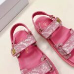 Dior Women CD Dioract Sandal Technical Fabric Fuchsia Pink Allover Butterfly Print - immagine 6