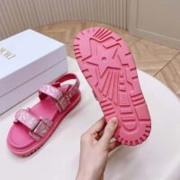 Dior Women CD Dioract Sandal Technical Fabric Fuchsia Pink Allover Butterfly Print (8)