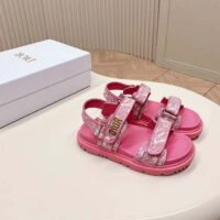 Dior Women CD Dioract Sandal Technical Fabric Fuchsia Pink Allover Butterfly Print (8)