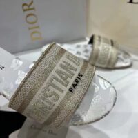 Dior Women CD Dway Slide White Gold-Tone Gradient Butterflies Embroidered Cotton Metallic Thread (4)