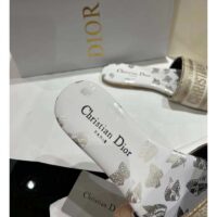 Dior Women CD Dway Slide White Gold-Tone Gradient Butterflies Embroidered Cotton Metallic Thread (4)