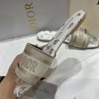 Dior Women CD Dway Slide White Gold-Tone Gradient Butterflies Embroidered Cotton Metallic Thread (4)