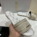 Dior Women CD Dway Slide White Gold-Tone Gradient Butterflies Embroidered Cotton Metallic Thread – Image 3