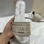 Dior Women CD Dway Slide White Gold-Tone Gradient Butterflies Embroidered Cotton Metallic Thread – Image 4