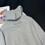 Dior Men CD Embroidered Hooded Sweatshirt Gray Cotton Jersey Green Dragon - immagine 9