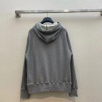 Dior Men CD Embroidered Hooded Sweatshirt Gray Cotton Jersey Green Dragon - immagine 5