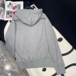 Dior Men CD Embroidered Hooded Sweatshirt Gray Cotton Jersey Green Dragon - immagine 8