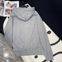 Dior Women CD Embroidered Hooded Sweatshirt Gray Cotton Jersey Green Dragon (7)